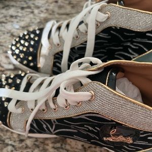 Christian Louboutin velvet zebra high tops